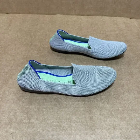 Rothy's The Flat Gray Ballet Flats Round Toe Womens Size 7 Dot Green EUC! - Picture 2 of 9